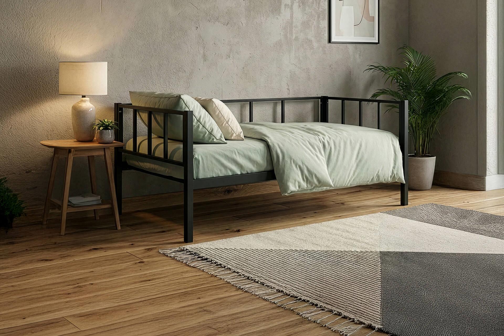 Unimet Titan Daybed Tek Kişilik Karyola Divan Sedir Siyah 90x190