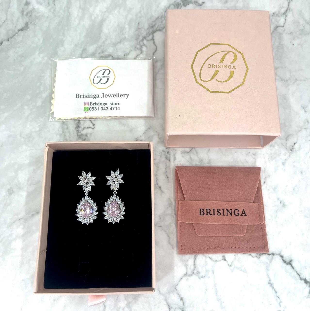 Pembe Damla İthal Gümüş Küpe