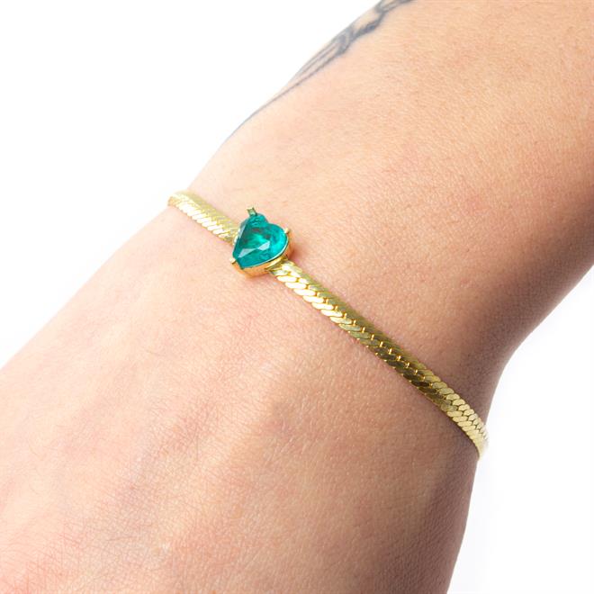 Paraiba Kalpli İtalyan Zincir Gümüş Bileklik