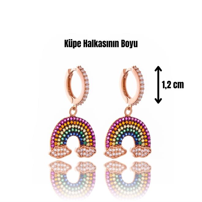 Mini Gökkuşağı Gümüş Küpe