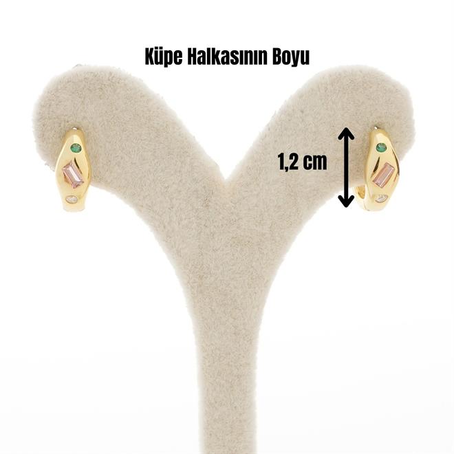 Renkli Taş Gömülü Halka Gümüş Küpe