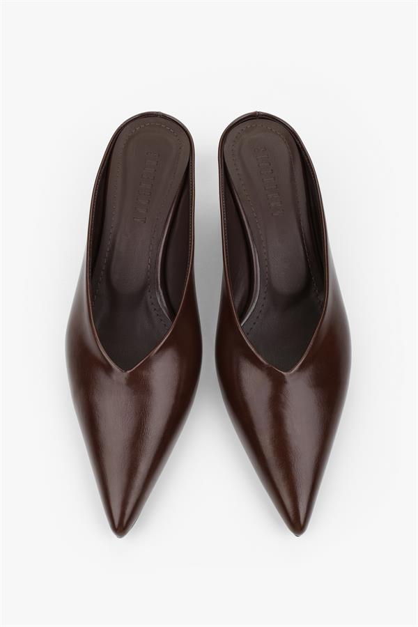 Kadın Alix Kahve Cilt Dolgu Topuklu Stiletto Terlik