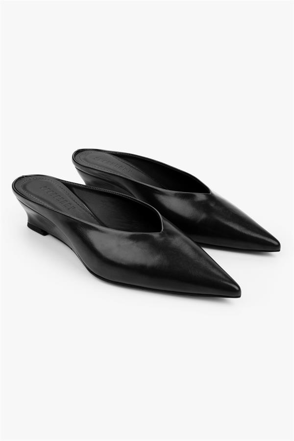 Kadın Alix Siyah Cilt Dolgu Topuklu Stiletto Terlik