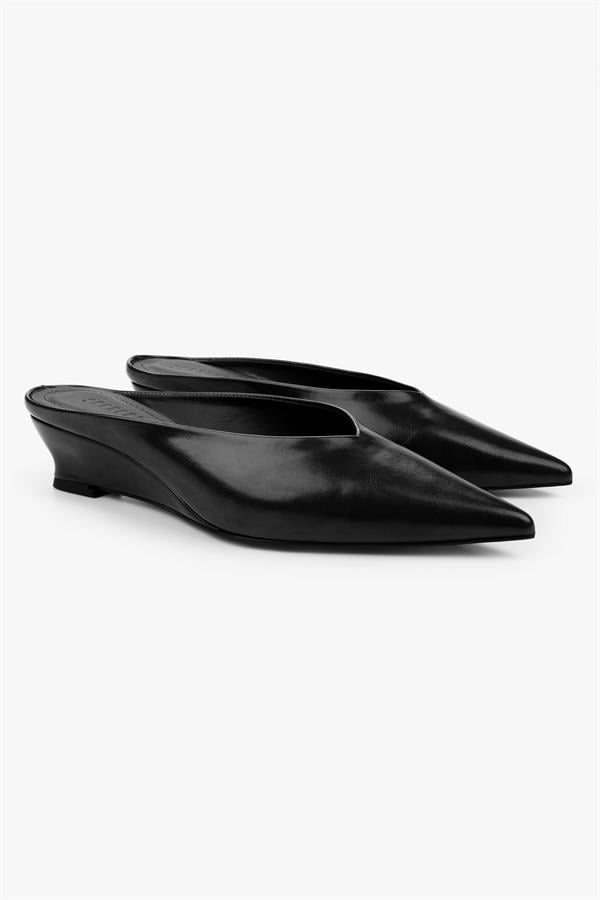 Kadın Alix Siyah Cilt Dolgu Topuklu Stiletto Terlik