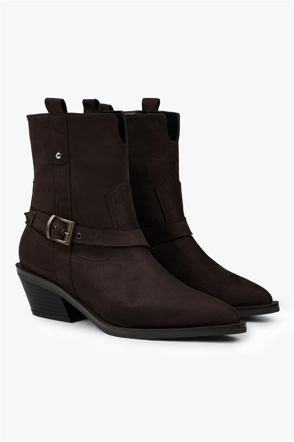 Kadın Arden Acı Kahve Süet Kovboy Bot