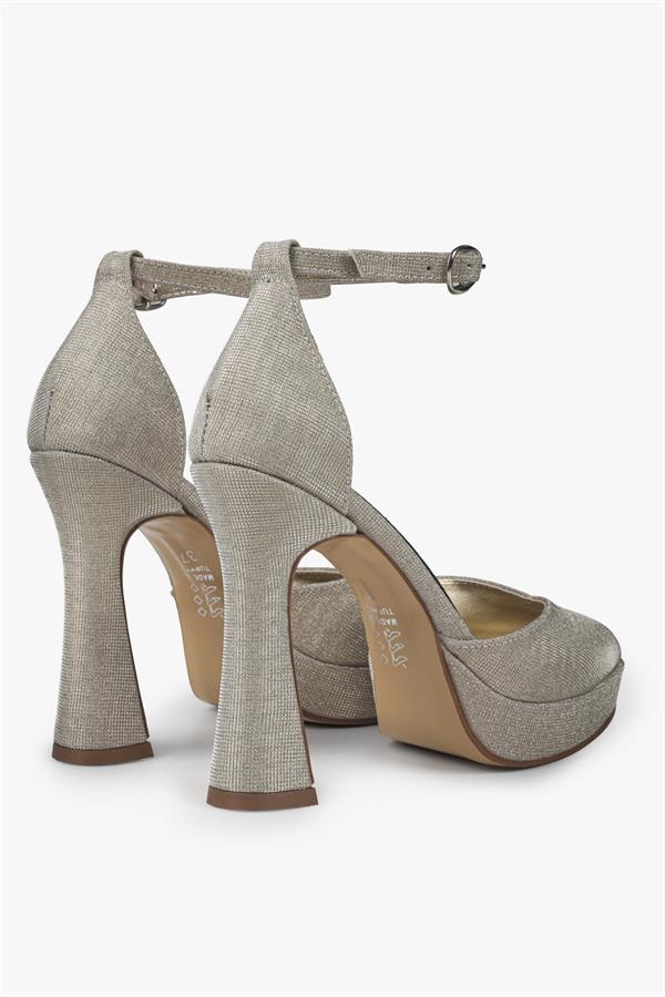 Kadın Aurex Altın Simli Platform Topuklu Ayakkabı