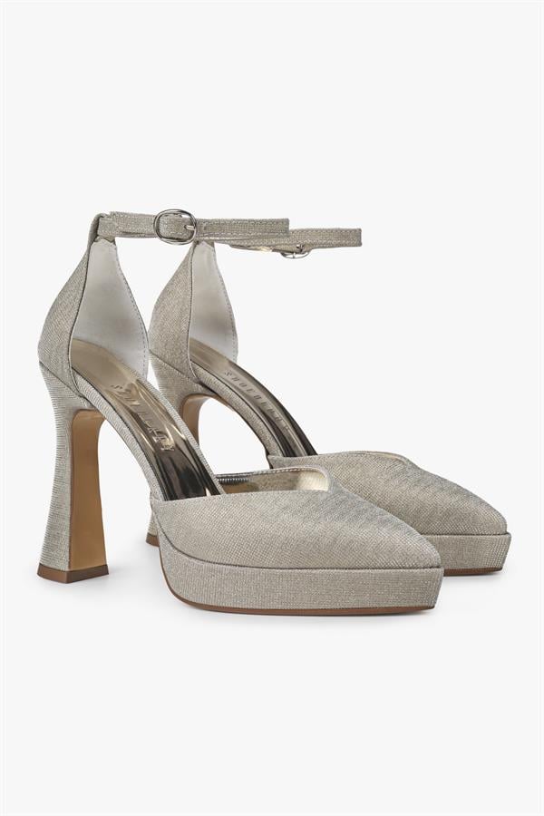 Kadın Aurex Altın Simli Platform Topuklu Ayakkabı