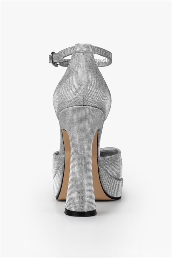 Kadın Aurex Gümüş Simli Platform Topuklu Ayakkabı