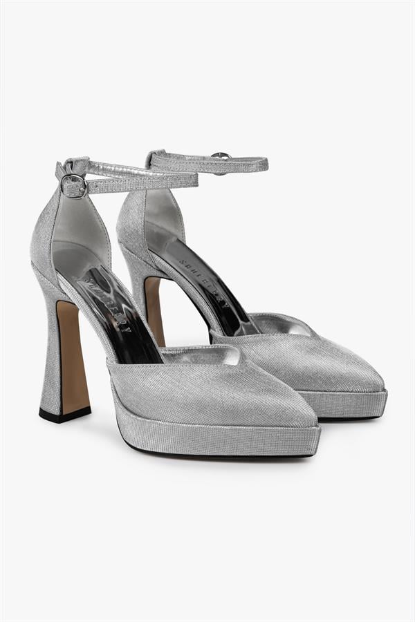Kadın Aurex Gümüş Simli Platform Topuklu Ayakkabı