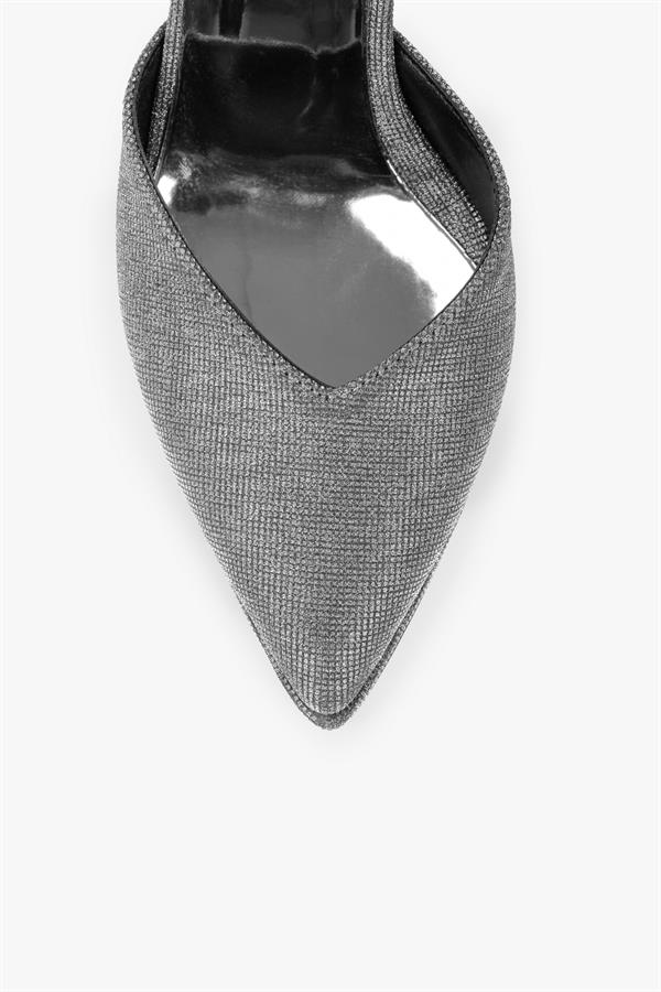 Kadın Aurex Platin Simli Platform Topuklu Ayakkabı