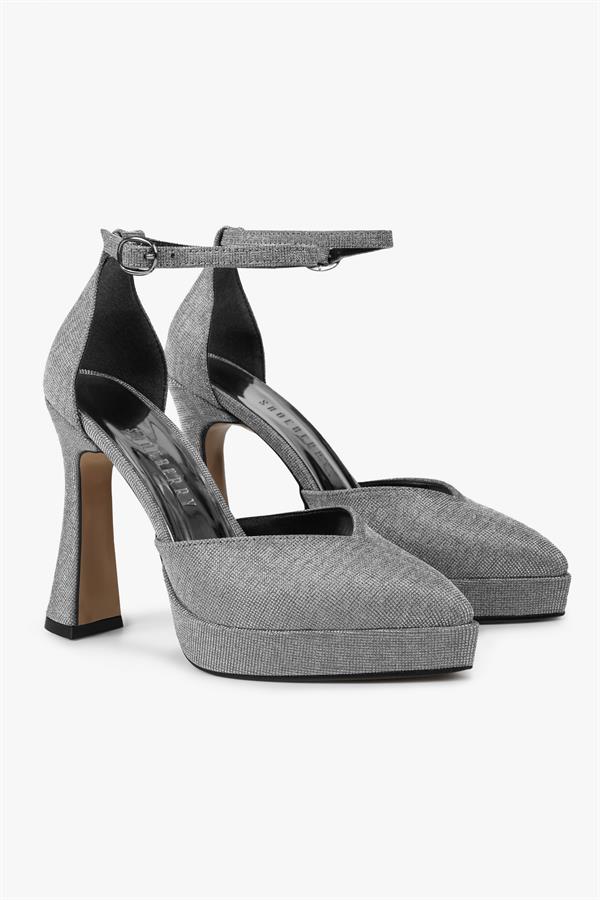 Kadın Aurex Platin Simli Platform Topuklu Ayakkabı