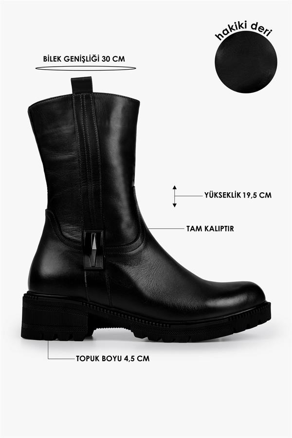 Kadın Axel Siyah Hakiki Deri Bot