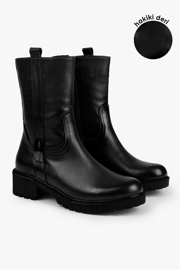 Kadın Axel Siyah Hakiki Deri Bot