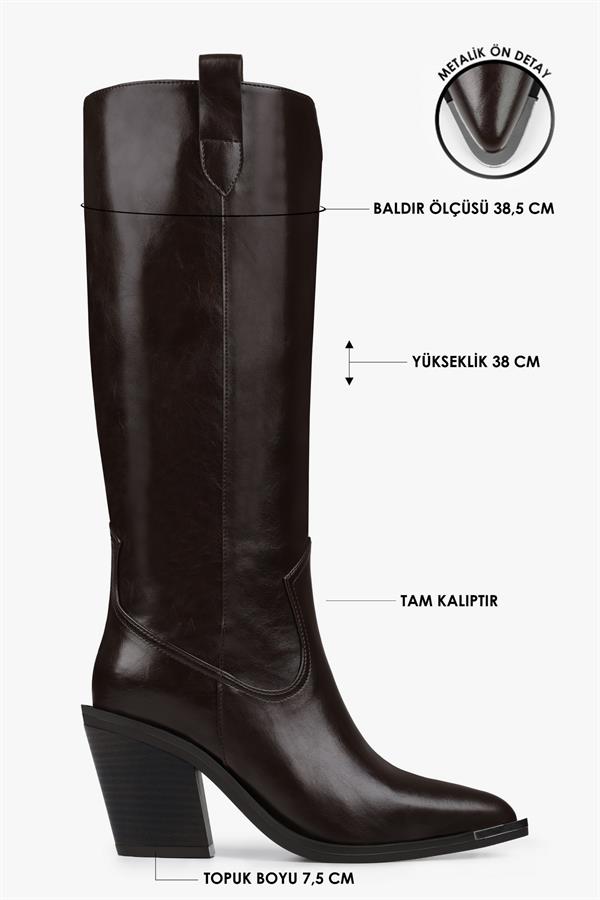 Kadın Axor Kahve Cilt Kovboy Çizme