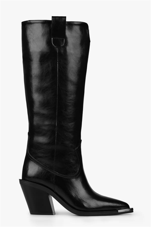 Kadın Axor Siyah Cilt Kovboy Çizme