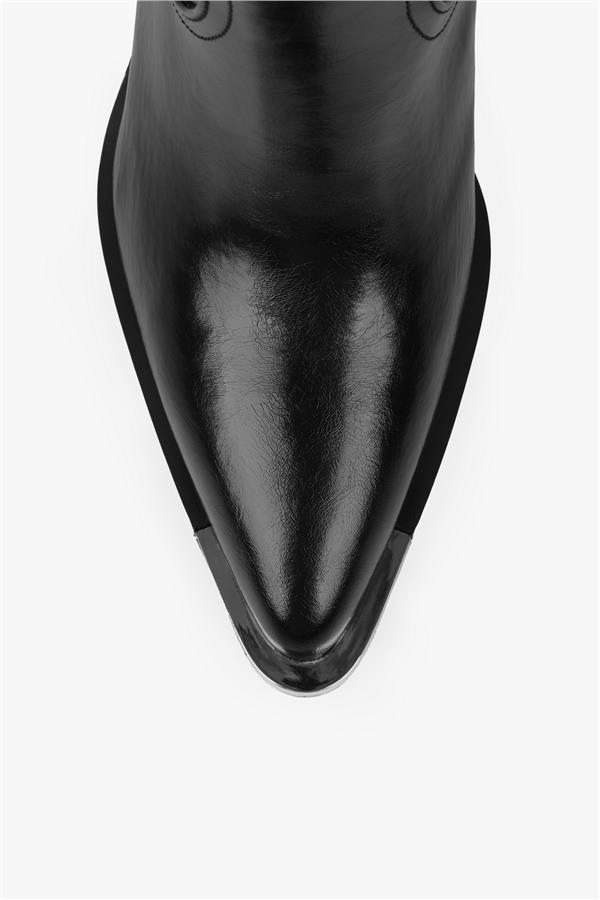 Kadın Axor Siyah Cilt Kovboy Çizme