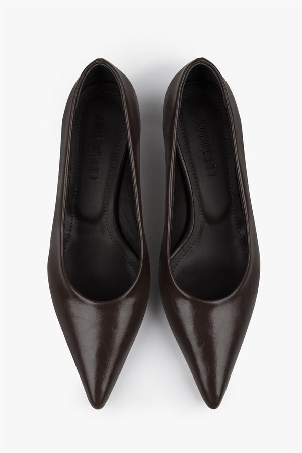 Kadın Caren Acı Kahve Cilt Kısa Topuklu Stiletto