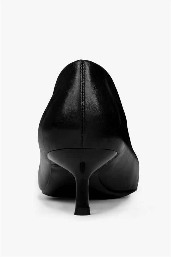 Kadın Corin Siyah Cilt Kısa Topuklu Stiletto