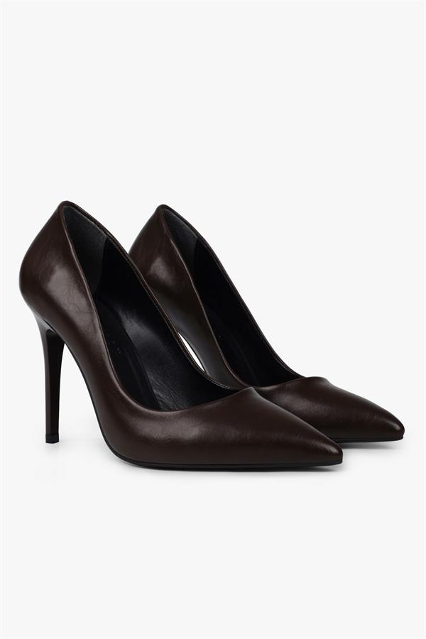 Kadın Deyna Kahve Cilt Stiletto