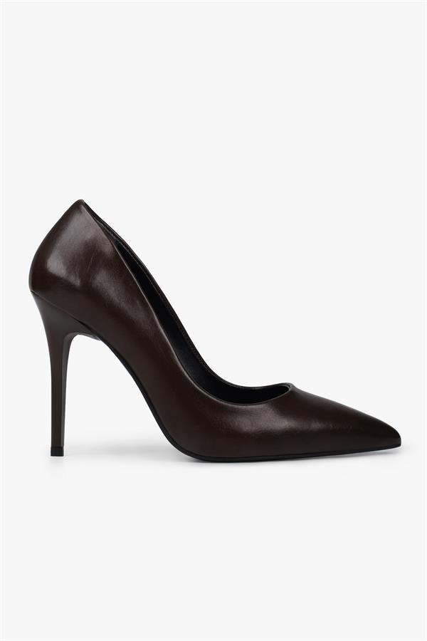 Kadın Deyna Kahve Cilt Stiletto