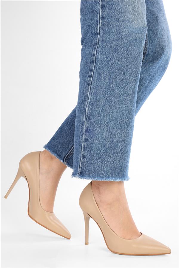 Kadın Deyna Ten Cilt Klasik Topuklu Stiletto