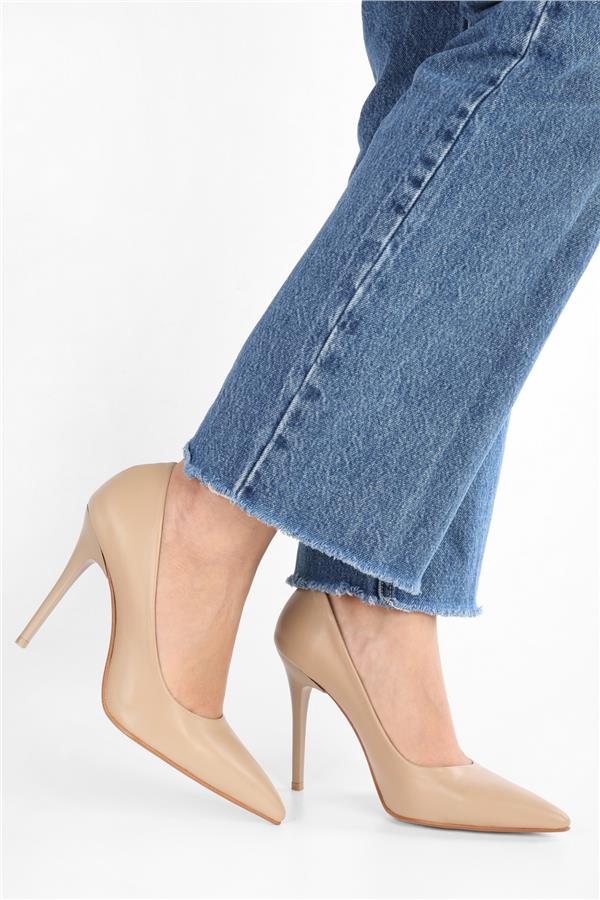 Kadın Deyna Ten Cilt Klasik Topuklu Stiletto