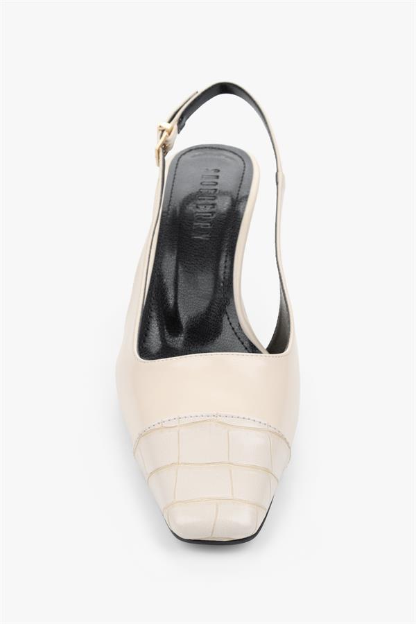 Kadın Dona Ekru Kroko Küt Burunlu Topuklu Stiletto