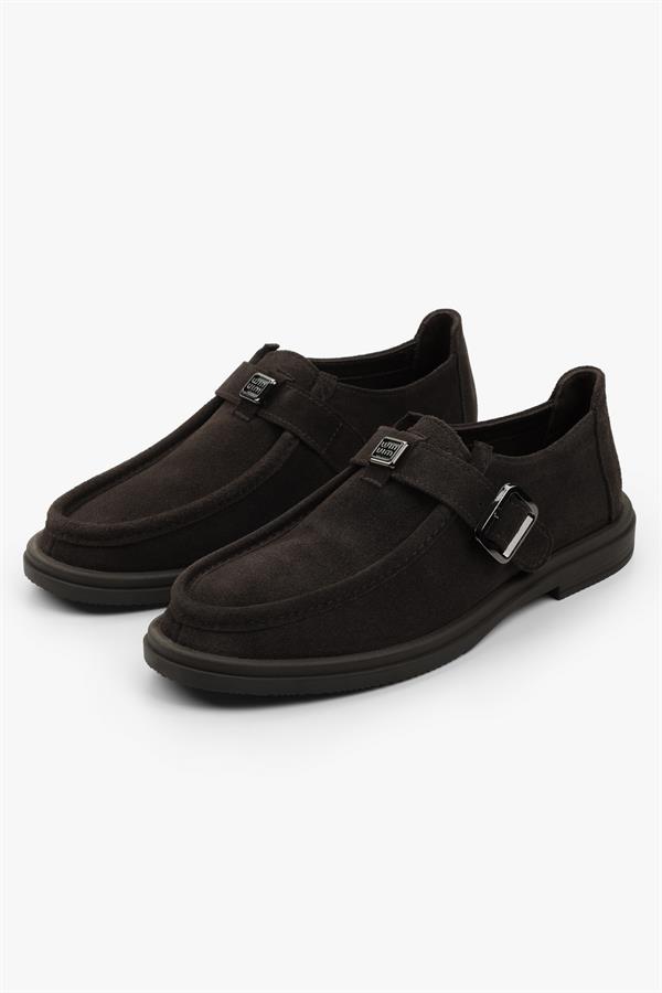 Kadın Elvane Kahve Süet Toka Detaylı Loafer