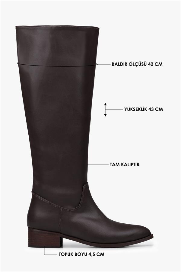 Kadın Erica Kahve Cilt Kovboy Çizme