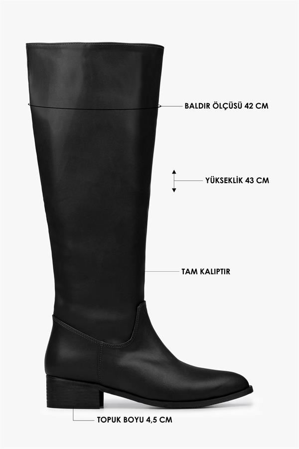 Kadın Erica Siyah Cilt Kovboy Çizme