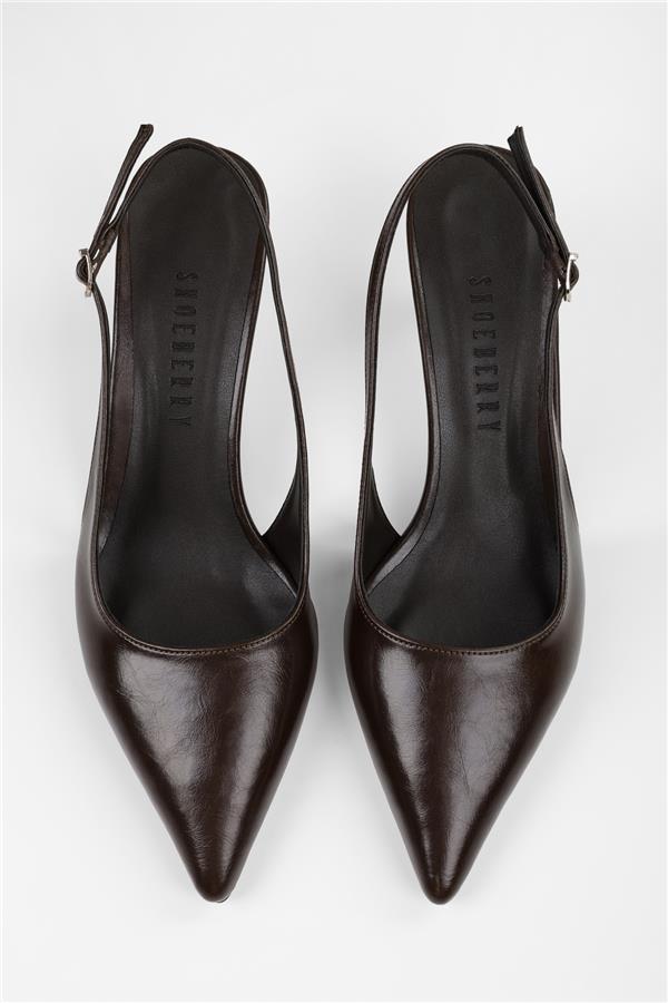 Kadın Estelle Acı Kahve Cilt Stiletto