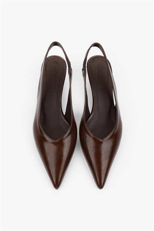 Kadın Etra Kahve Cilt Dolgu Topuklu Stiletto
