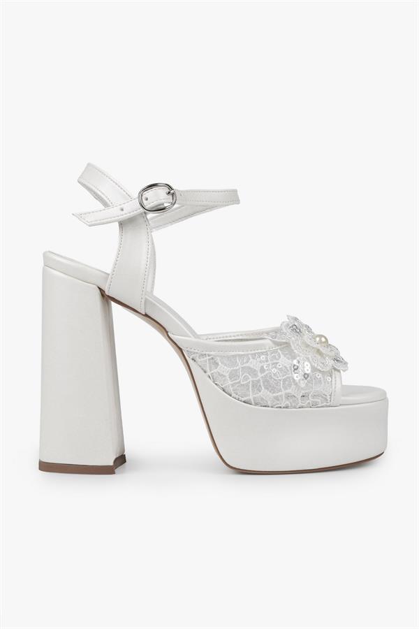 Kadın Flories Sedef Cilt Platform Topuklu Ayakkabı