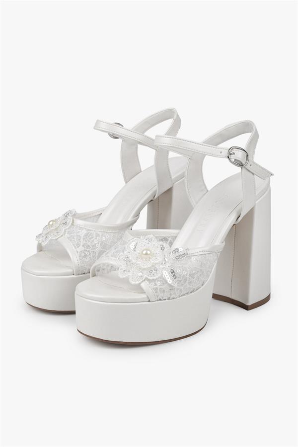 Kadın Flories Sedef Cilt Platform Topuklu Ayakkabı