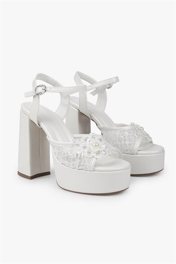 Kadın Flories Sedef Cilt Platform Topuklu Ayakkabı