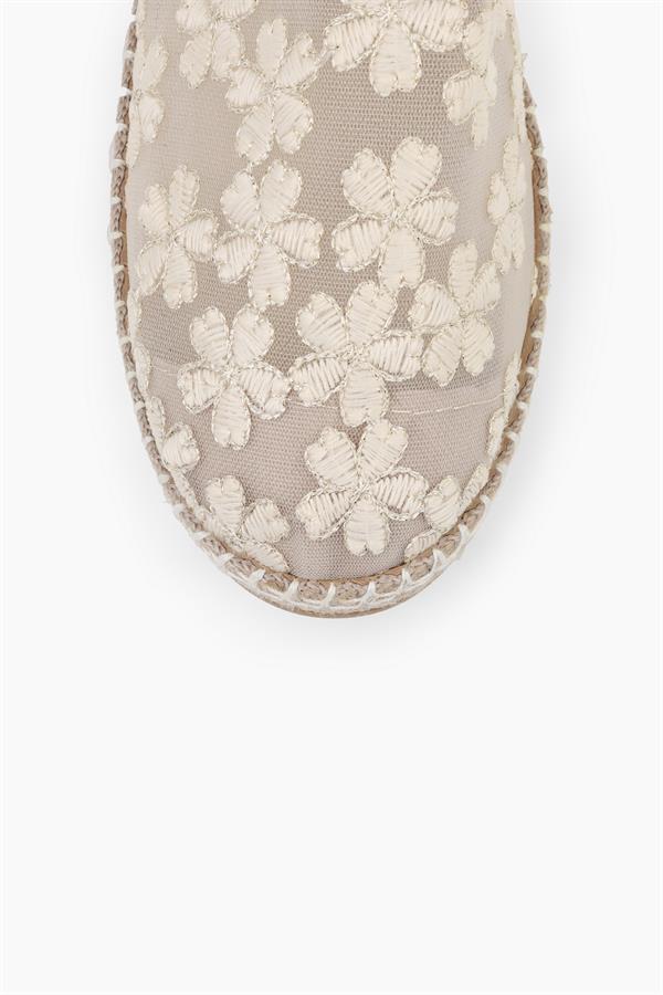 Kadın Flowen Bej Çiçek Desenli Espadril