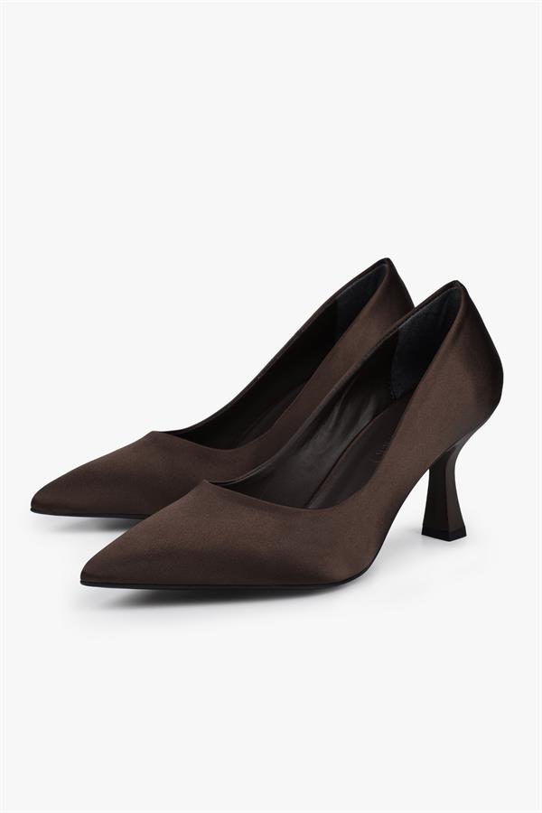 Kadın Gatsby Kahve Saten Stiletto