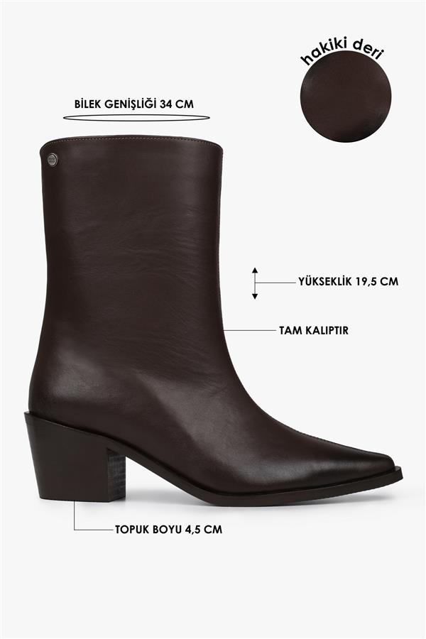 Kadın Glac Kahve Hakiki Deri Bot