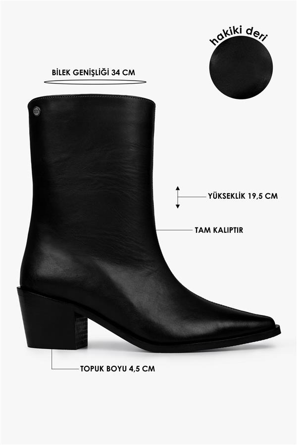Kadın Glac Siyah Hakiki Deri Bot