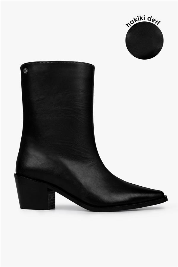 Kadın Glac Siyah Hakiki Deri Bot