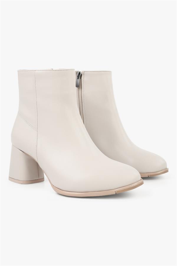 Kadın Haylee Bej Cilt Topuklu Bot
