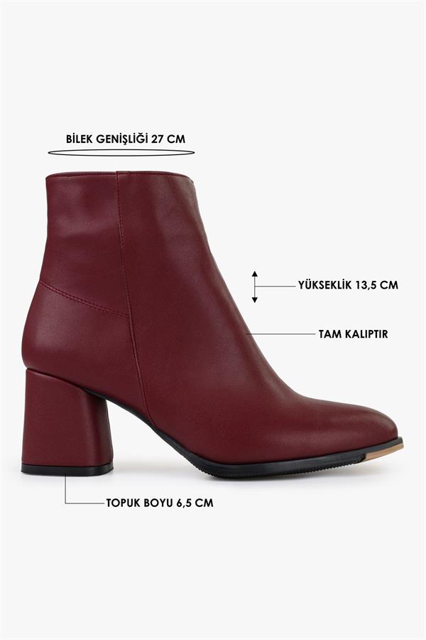 Kadın Haylee Bordo Cilt Topuklu Bot