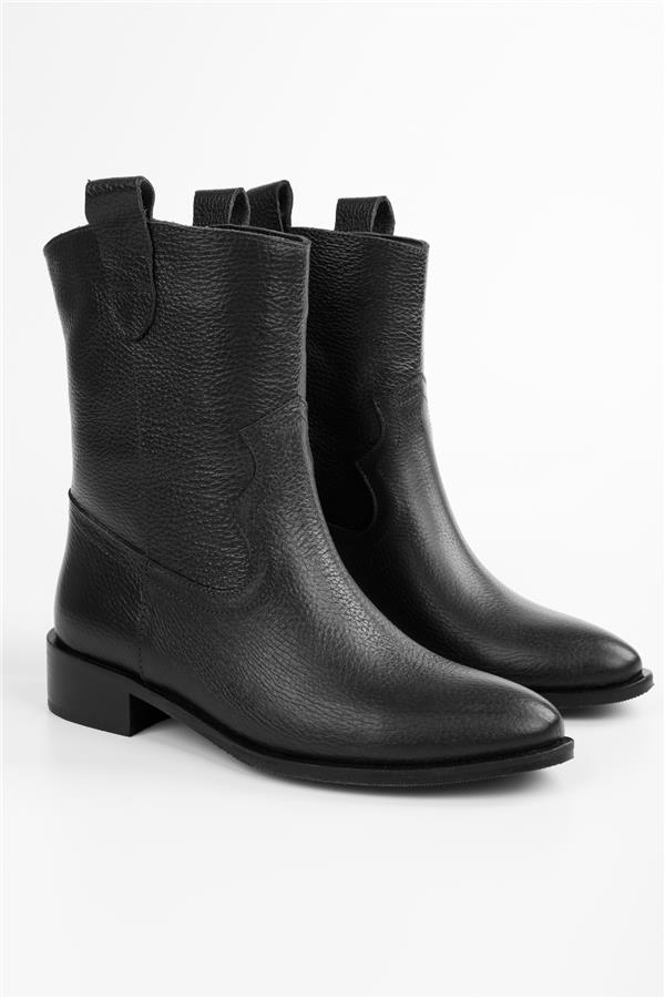 Kadın Hide Siyah Hakiki Deri Bot