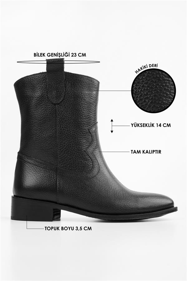 Kadın Hide Siyah Hakiki Deri Bot