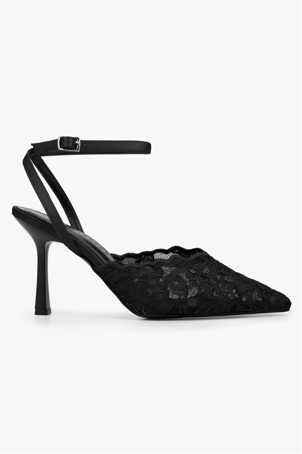 Kadın Holly Siyah Dantel İşlemeli Stiletto