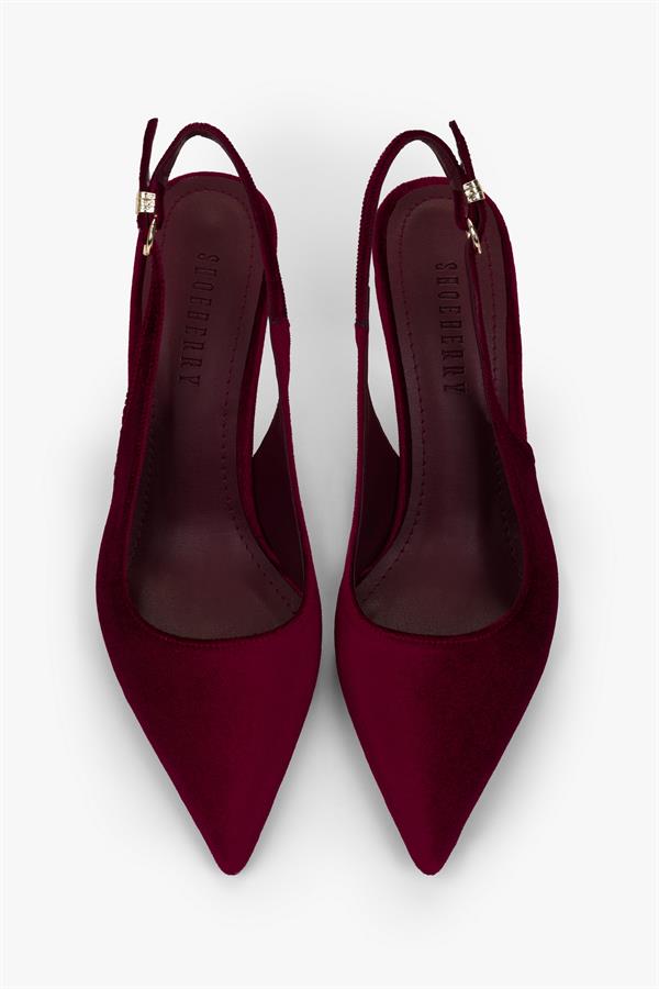 Kadın Hudson Bordo Kadife Gold Tokalı Stiletto