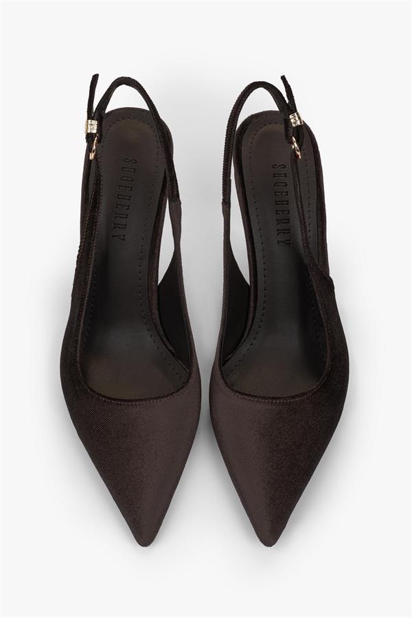 Kadın Hudson Kahve Kadife Gold Tokalı Stiletto