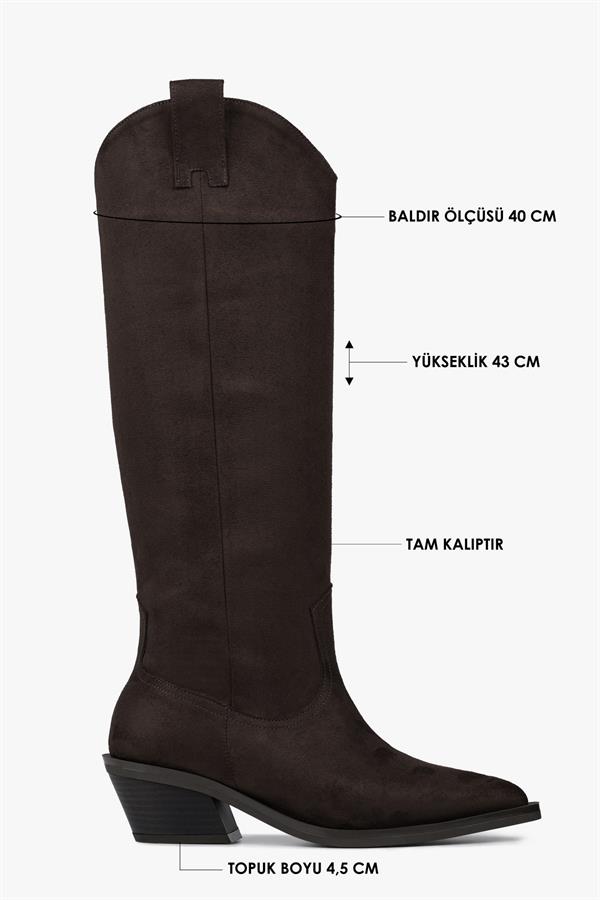 Kadın Kailey Kahve Süet Kovboy Çizme