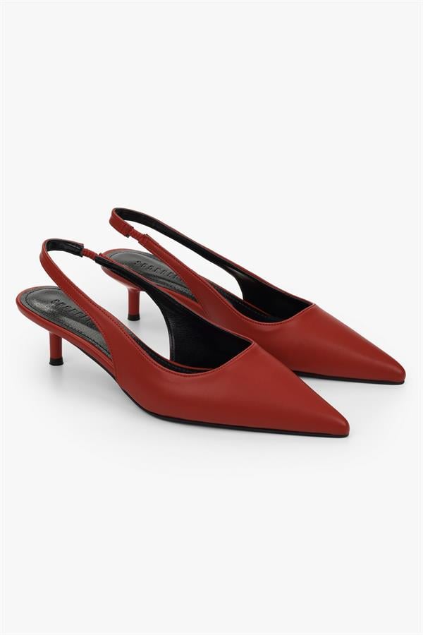 Kadın Kate Mat Kırmızı Cilt Mini Topuklu Stiletto