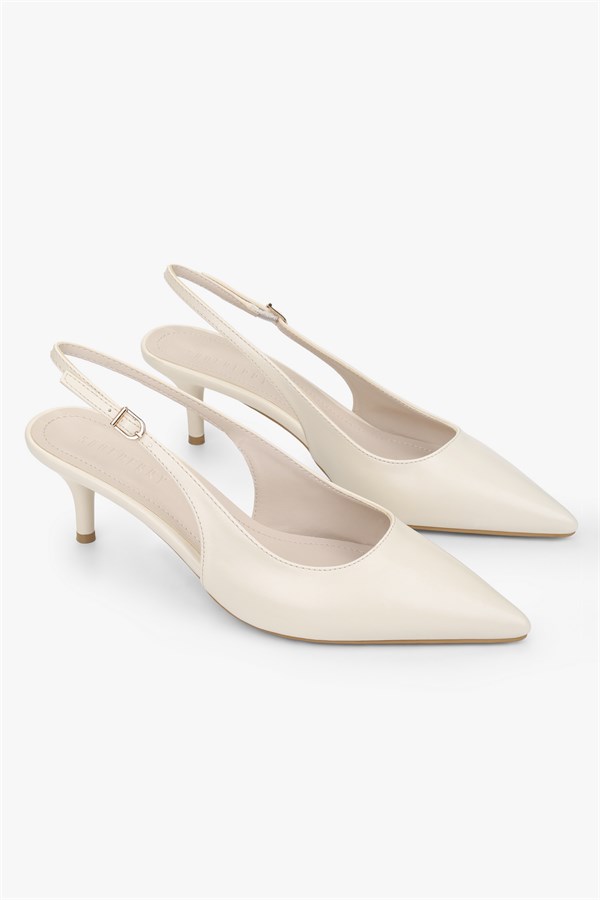 Kadın Kaven Ekru Cilt Mini Topuklu Stiletto